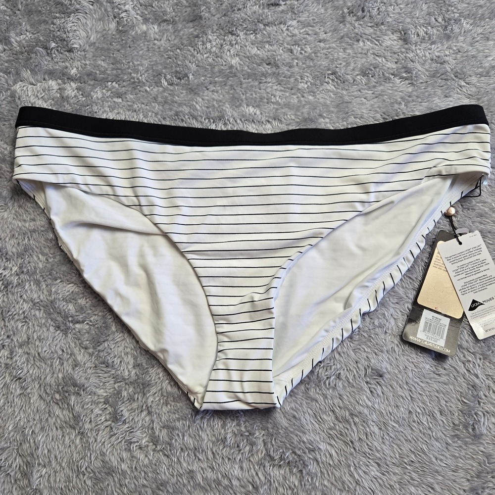 CALIA by Carrie Underwood Womens XL Striped Bikini Bottoms White Black